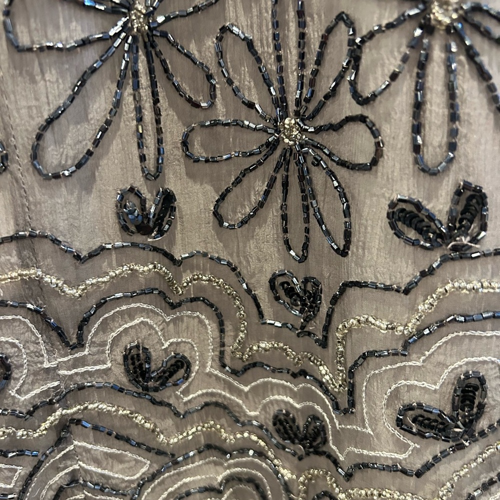 Papell Boutique Black and Silver Beaded Blouse M NWOT 🖤 - Picture 4 of 8
